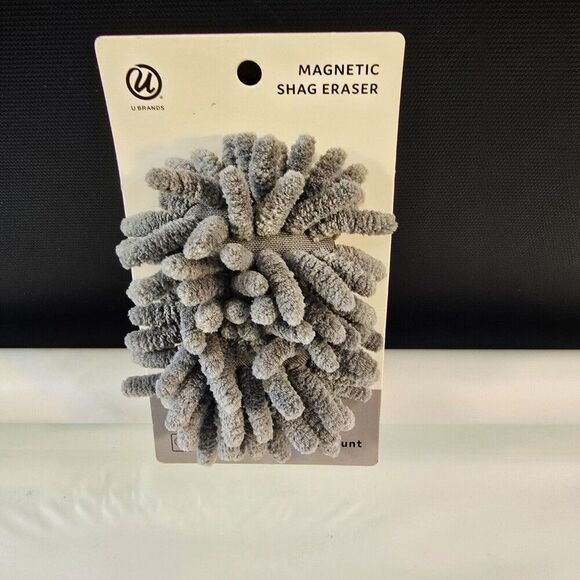 U Brands Magnetic Shag Microfiber Whiteboard Eraser Gray 1 Count - Picture 1 of 3